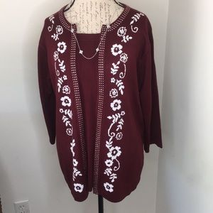 3/4 Sleeve all year round Burgundy sweater